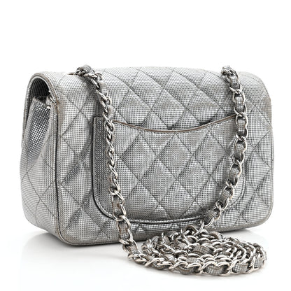 Chanel Metallic Calfskin Quilted Pixel Effect Mini Rectangular Flap Dark Silver 3 of 13