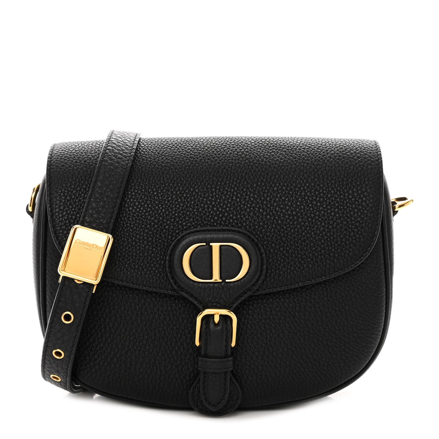 Grained Calfskin Medium Bobby Flap Black