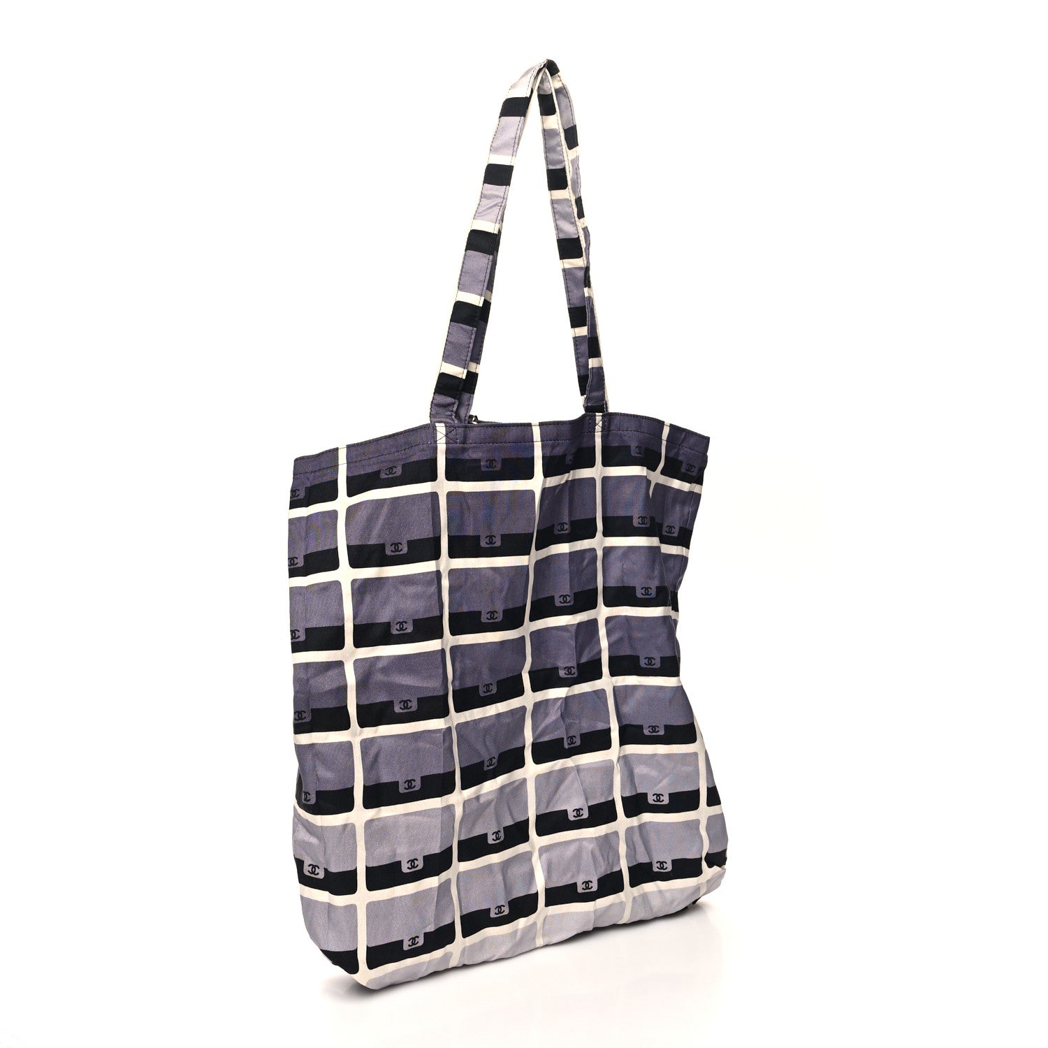 Chanel Jersey Fabric Quilted Foldable Tote With Chain Black Multicolor 5 of 14