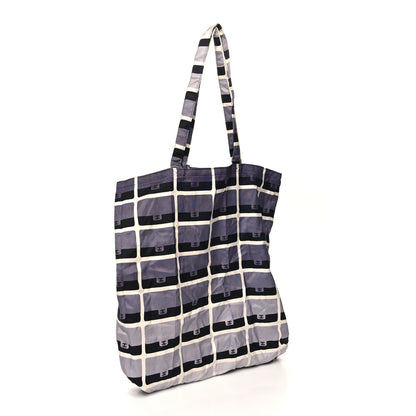 Chanel Jersey Fabric Quilted Foldable Tote With Chain Black Multicolor 5 of 14