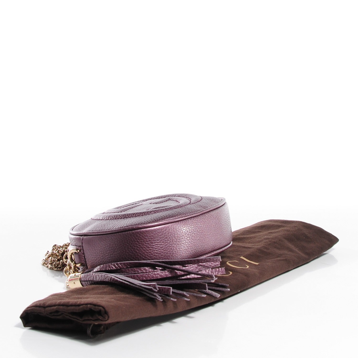 Gucci Metallic Pebbled Calfskin Mini Soho Chain Bag Purple 4 of 7