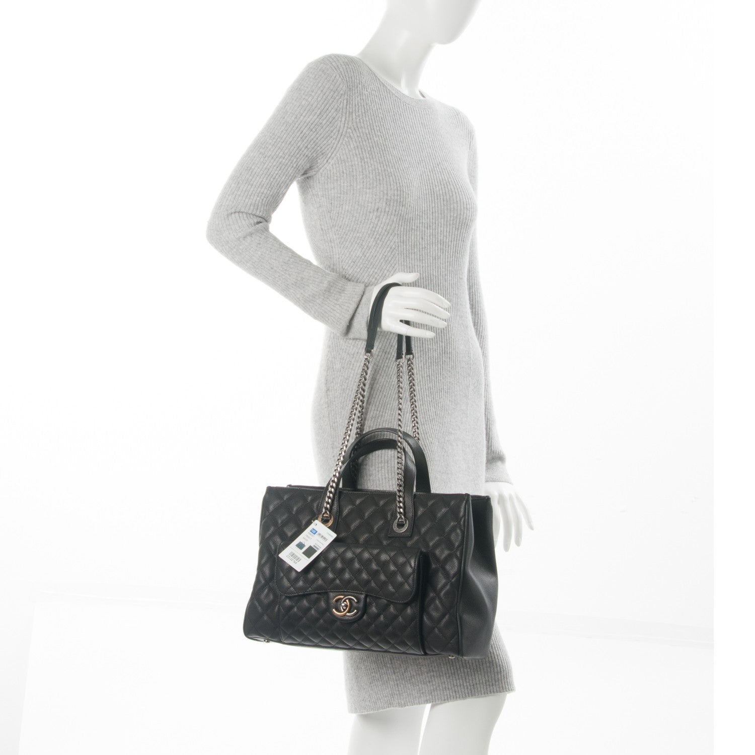 Chanel Caviar Quilted Large Casual Pocket Tote Black 2 of 7