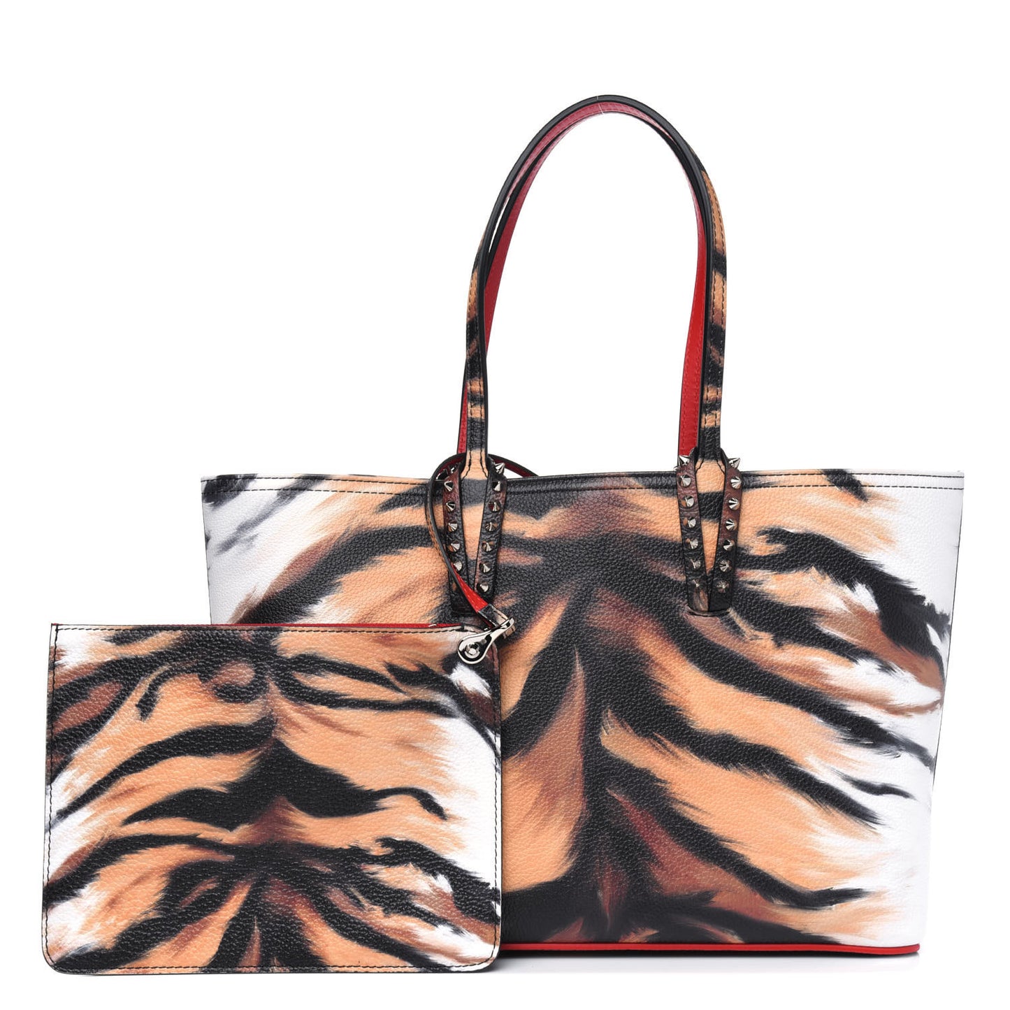 Calfskin Bengal Print Spikes Small East West Cabata Tote Multi