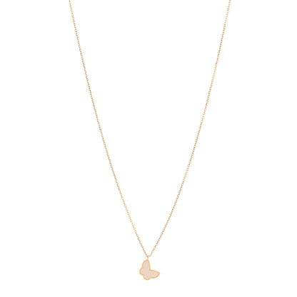 Van Cleef & Arpels 18K Yellow Gold Mother of Pearl Sweet Alhambra Butterfly Pendant Necklace 1 of 5