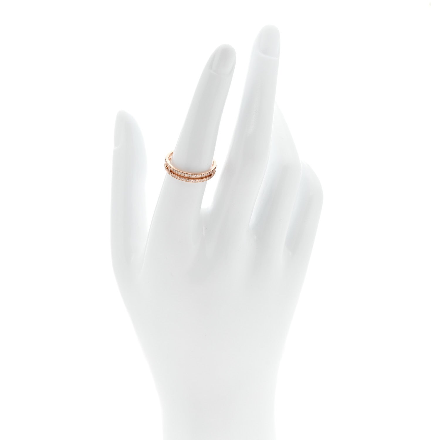 Hermes 18K Rose Gold Diamond Ariane Wedding Band Ring 54 6.75 2 of 5
