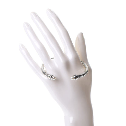 David Yurman Sterling Silver Diamond Pearl 5mm Cable Classics Princess Bracelet 2 of 5