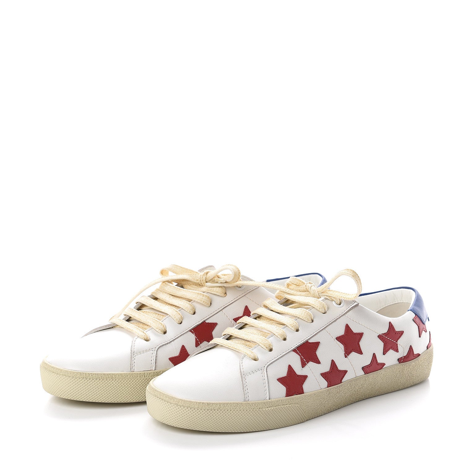 Saint Laurent Calfskin Star Court Sneakers 40 White Red 3 of 7
