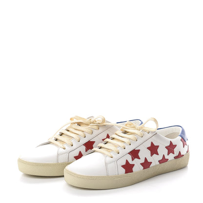 Saint Laurent Calfskin Star Court Sneakers 40 White Red 3 of 7
