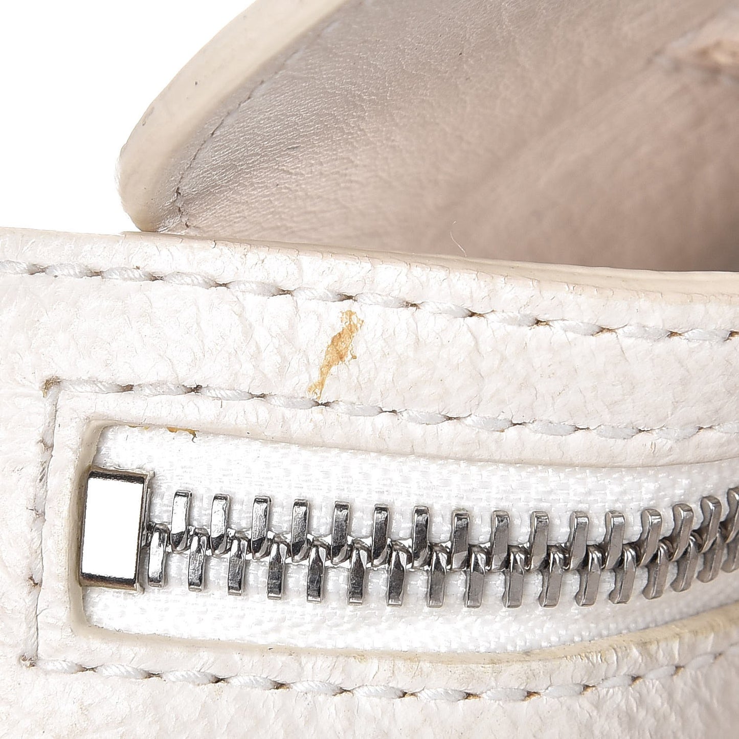 Canvas Calfskin Crest Embroidered Flat Tote White