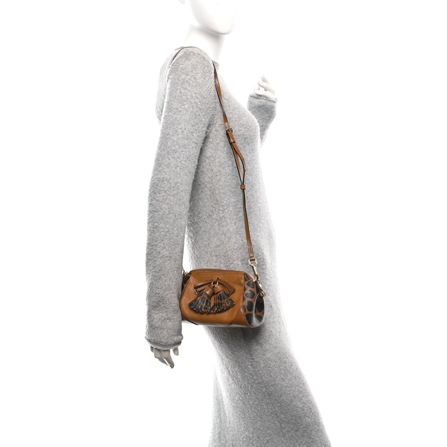 Burberry Grainy Calfskin Animal Print Mini Blaze Crossbody Bag Brown 2 of 14