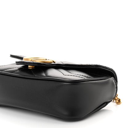 Gucci Calfskin Matelasse Super Mini GG Marmont Shoulder Bag Black 9 of 9