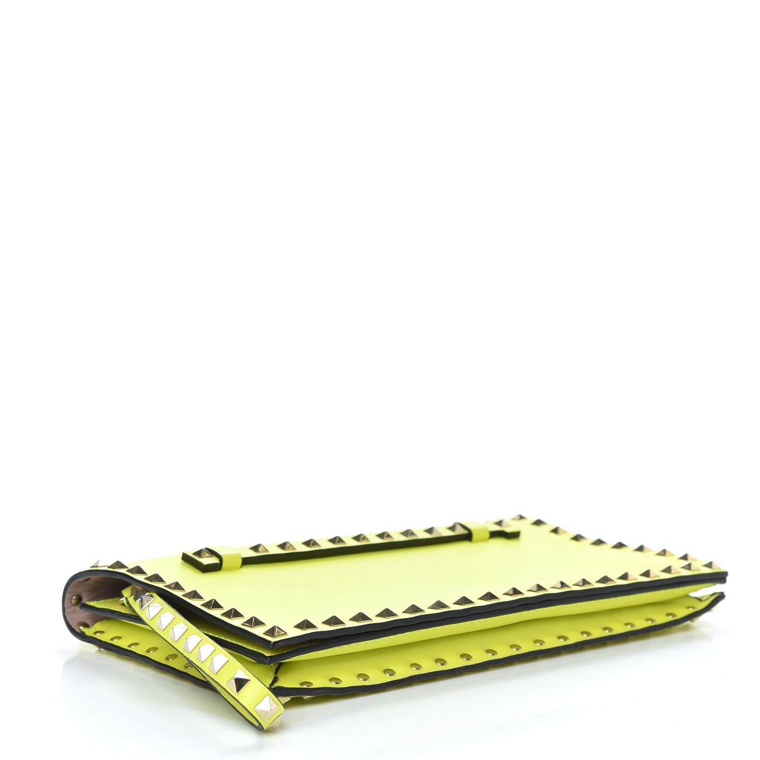 Valentino Garavani Nappa Rockstud Wristlet Clutch Yellow Fluo 4 of 8