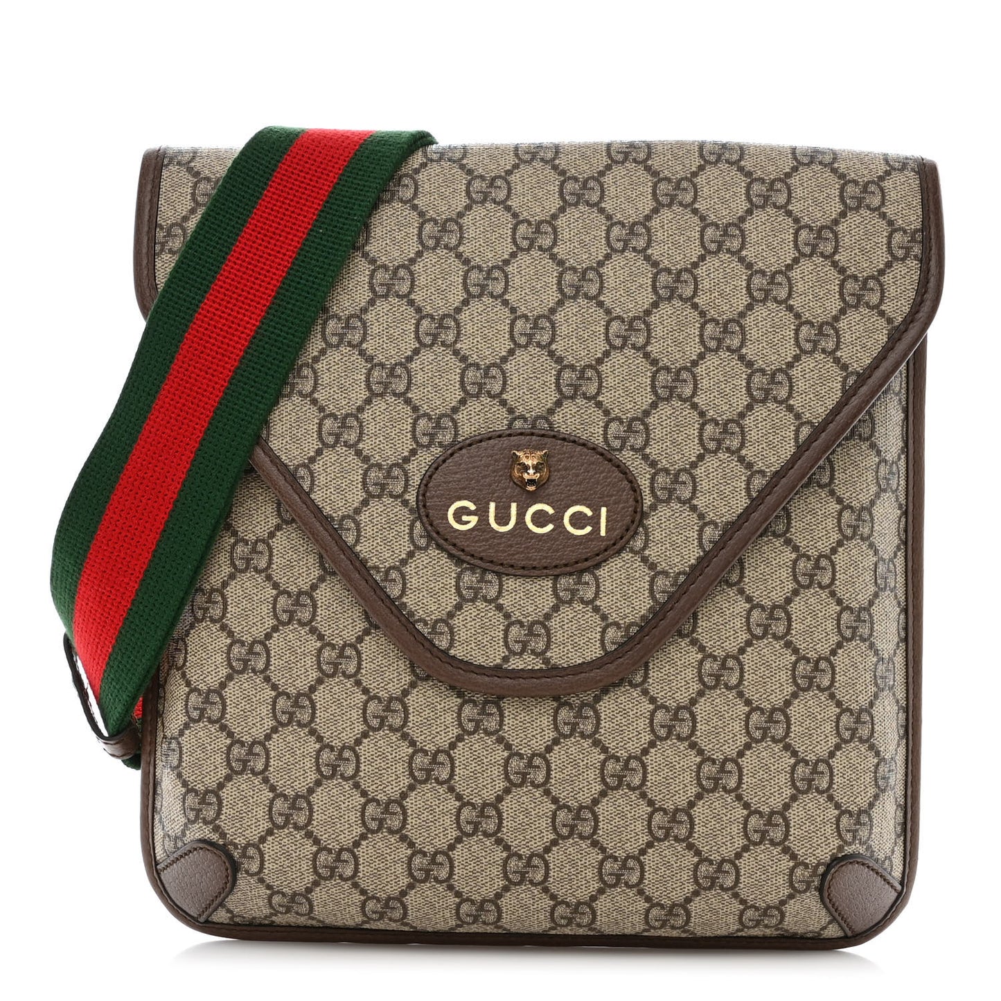 GG Supreme Monogram Web Medium Neo Vintage Flap Messenger Bag Beige New Acero