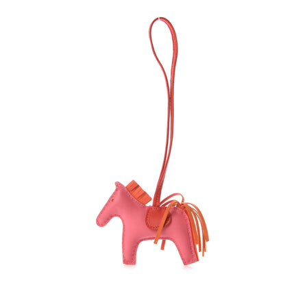 Hermes Milo Lambskin Grigri Rodeo Bag Charm PM Rose Azalee Orange Poppy Rouge Indien 1 of 4