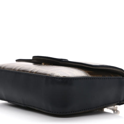 Fendi Glazed Fabric Vitello Century FF 1974 Stamp Patch Mini Double F Crossbody Bag Mogano Panna Black 8 of 9