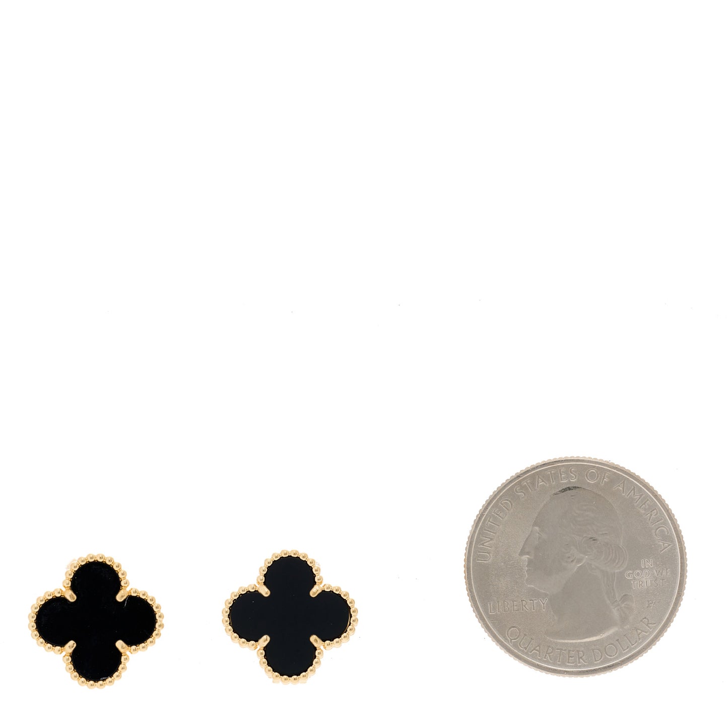 18K Yellow Gold Black Onyx Vintage Alhambra Earrings