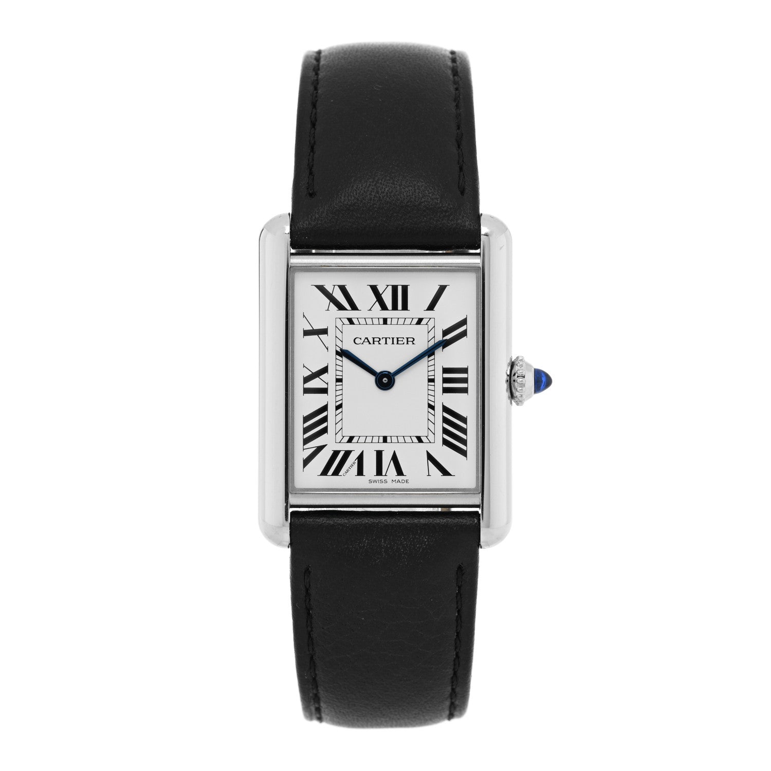 Cartier Stainless Steel Calfskin 25mm Must de Cartier Tank Quartz Watch 1 of 5