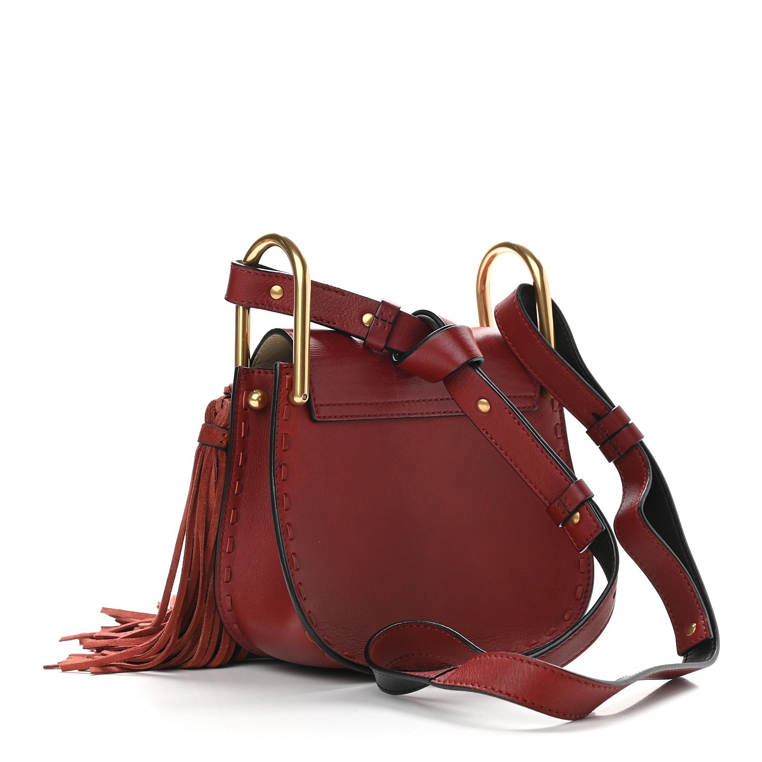 Chloe Calfskin Mini Hudson Fringe Shoulder Bag Red 3 of 8