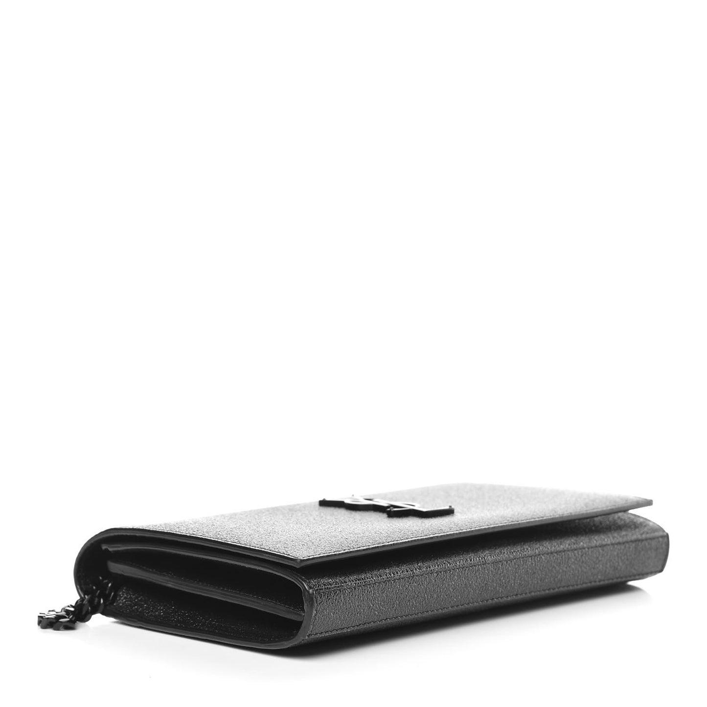 Grained Metallic Calfskin Monogram Chain Wallet Black