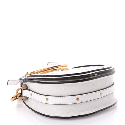 Chloe Suede Calfskin Crocodile Embossed Small Nile Bracelet Bag Brilliant White 4 of 11