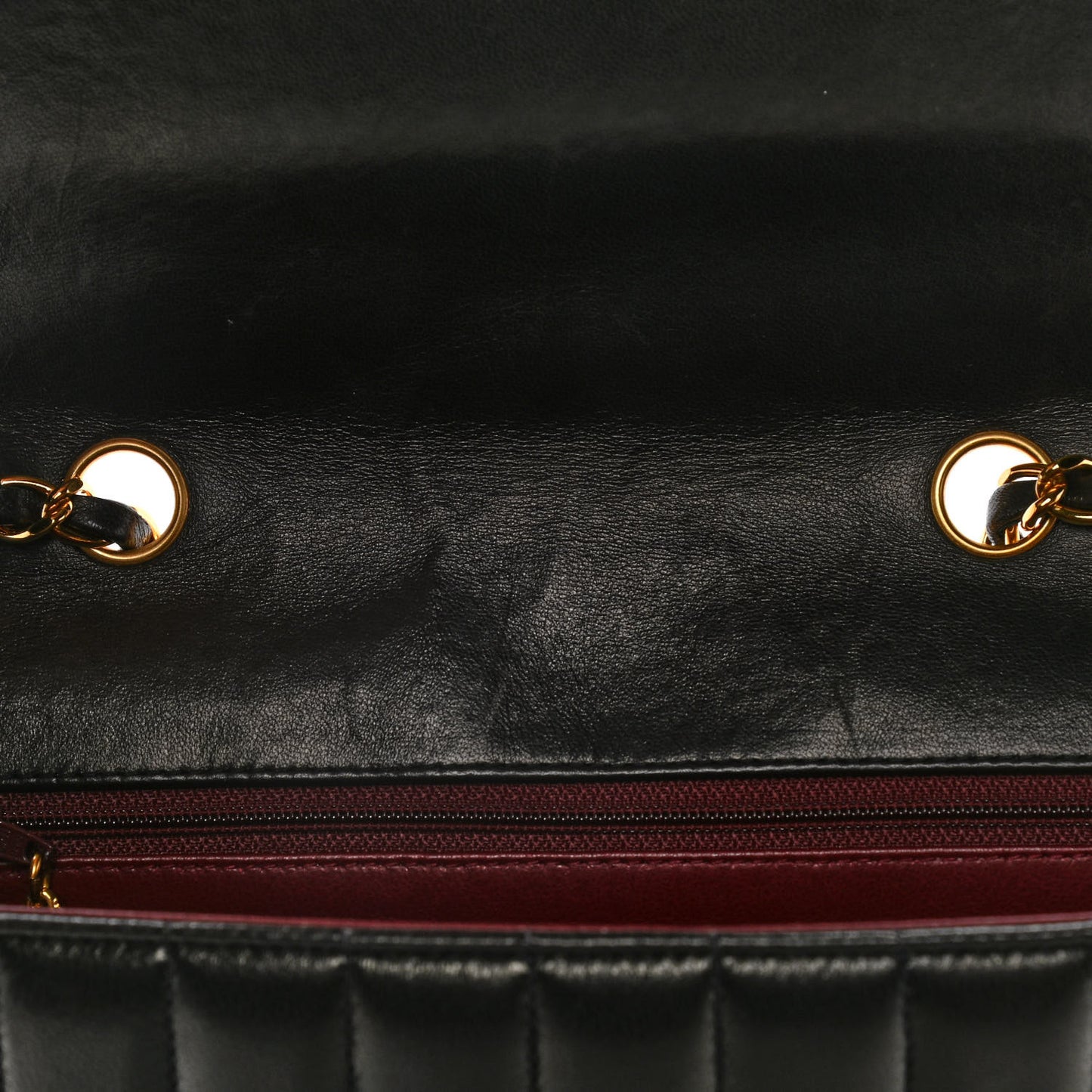 Lambskin Quilted Chevron Small Single Flap Black