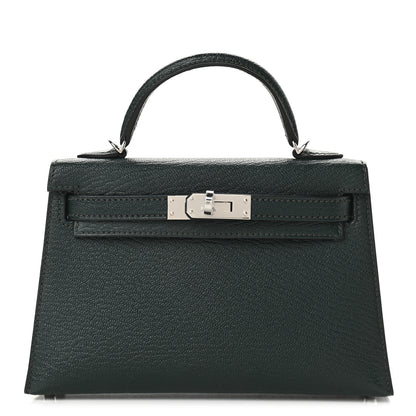 Hermes Chevre Mysore Verso Mini Kelly Sellier 20 Vert Titien Bleu Atoll 1 of 9