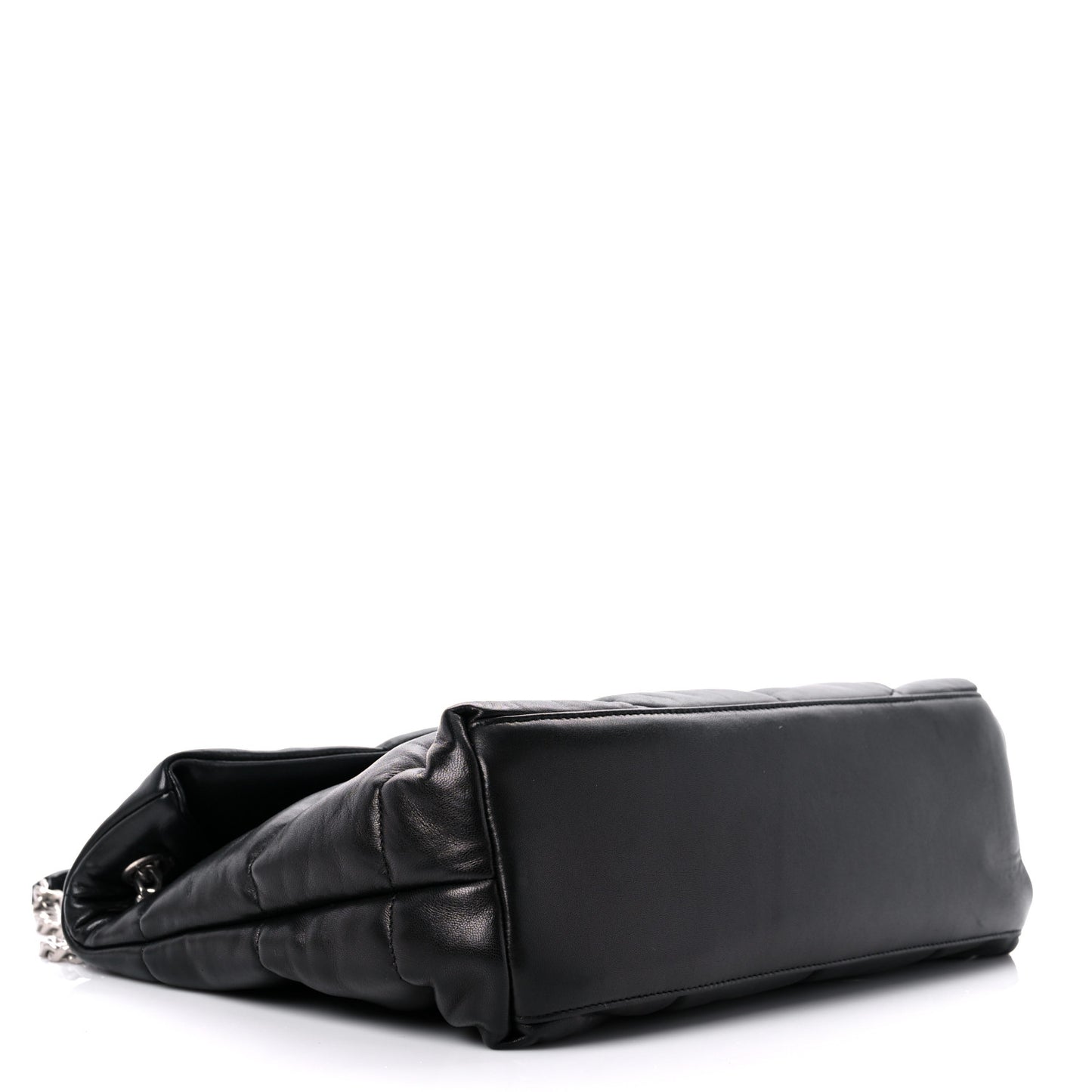 Lambskin Quilted Medium Loulou Puffer Monogram Chain Satchel Black