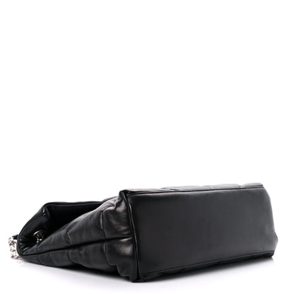 Saint Laurent Lambskin Quilted Medium Loulou Puffer Monogram Chain Satchel Black 4 of 12