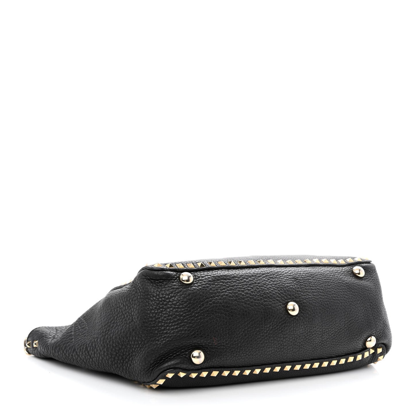 Pebbled Calfskin Medium Rockstud Tote Black