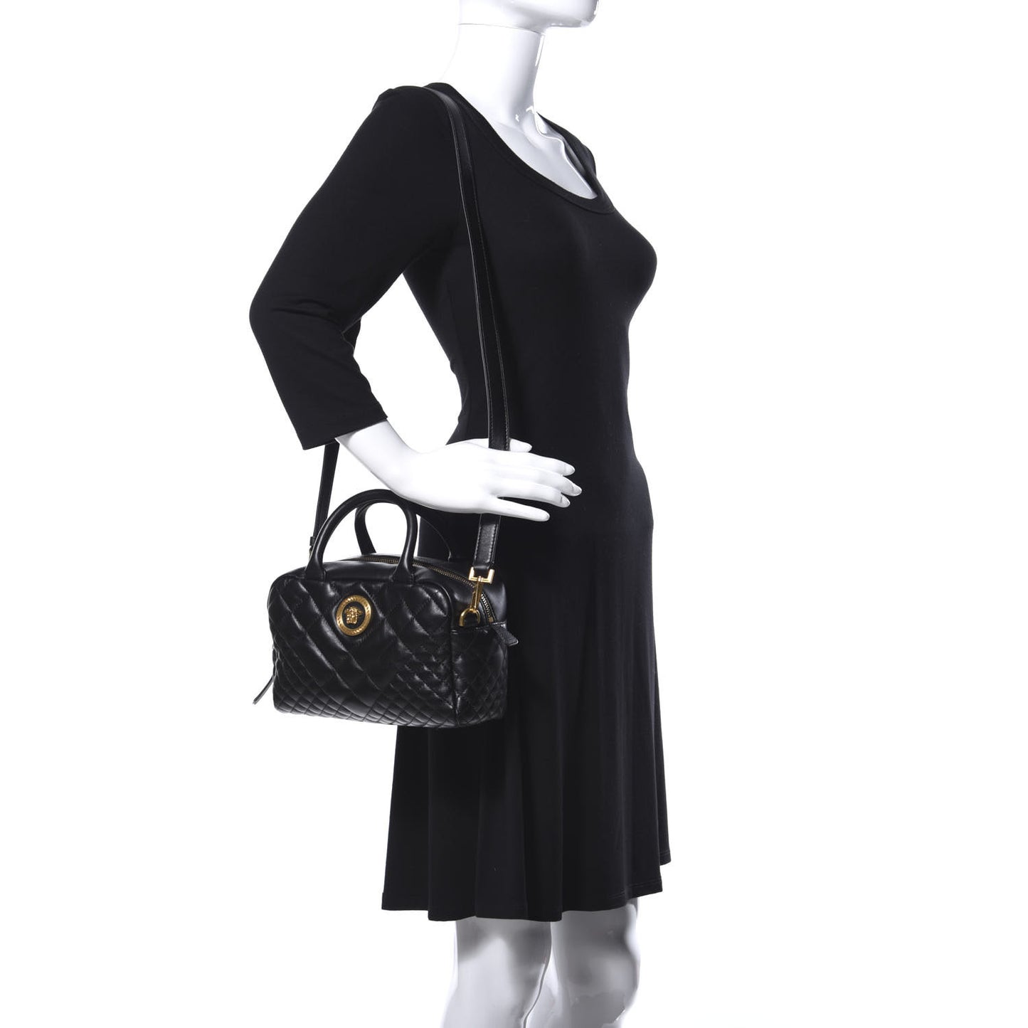 Nappa Quilted Icon Bowler Bag Black