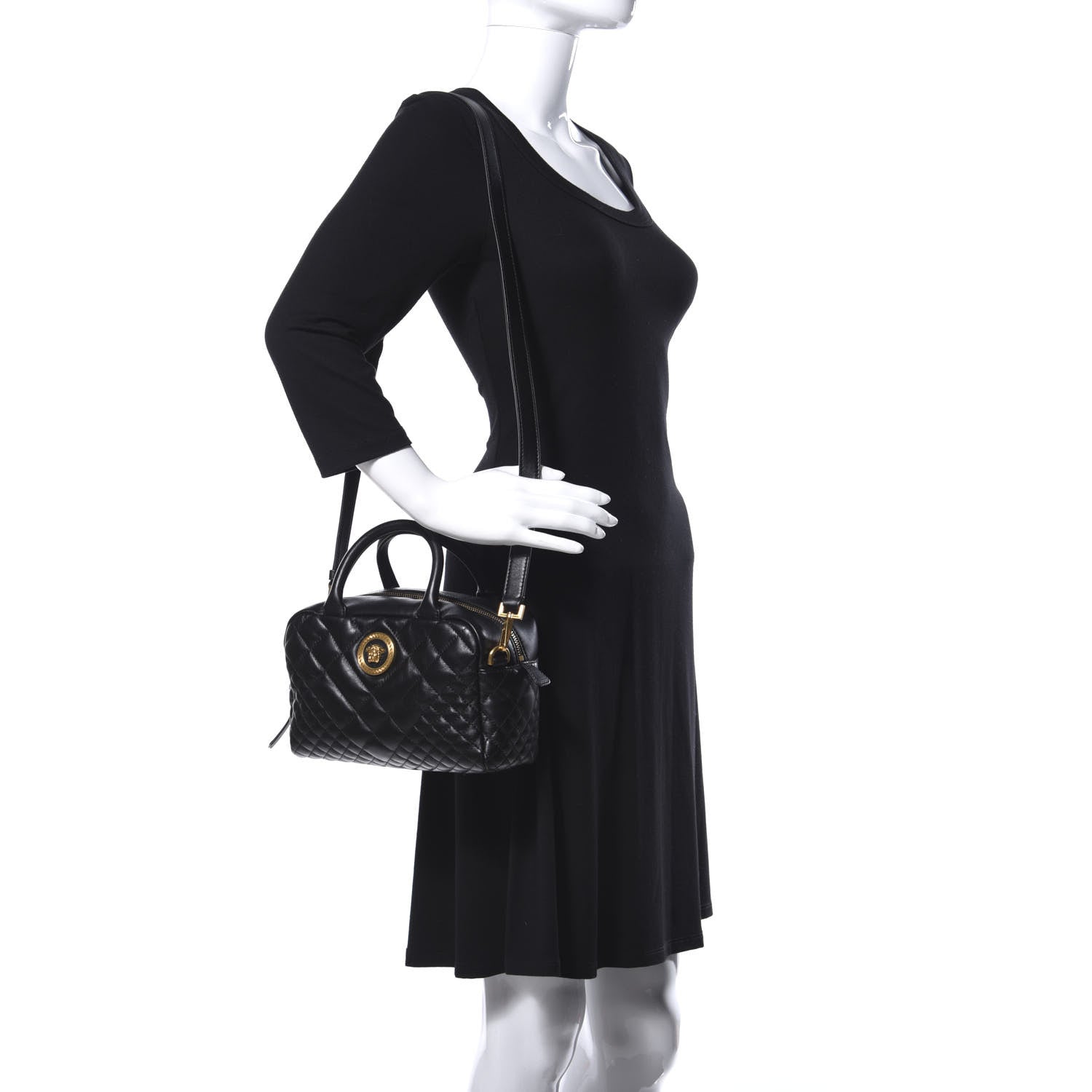 Versace Nappa Quilted Icon Bowler Bag Black 2 of 14