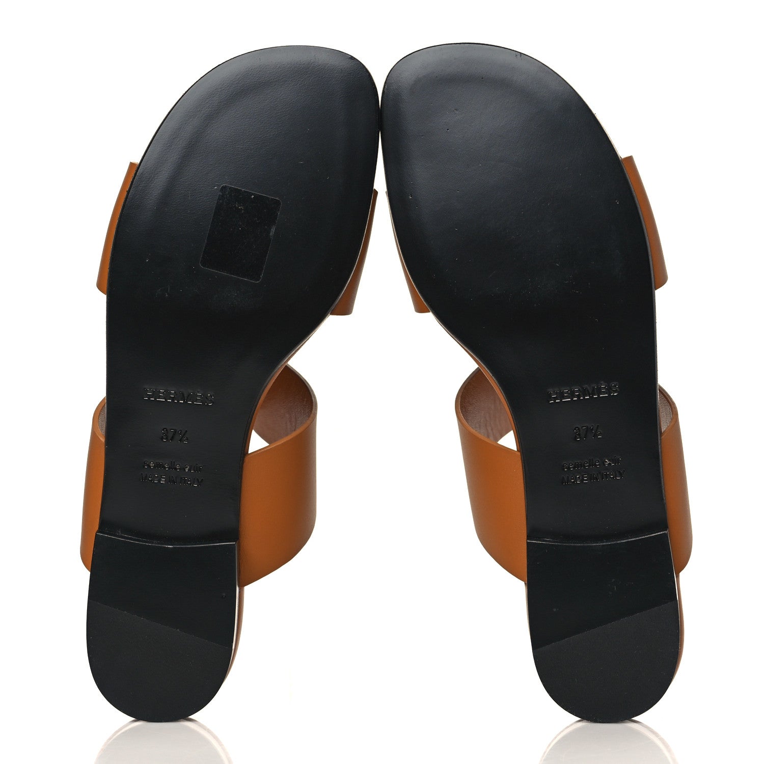 Hermes Calfskin Devise Sandals 37.5 Beige Dore 5 of 9
