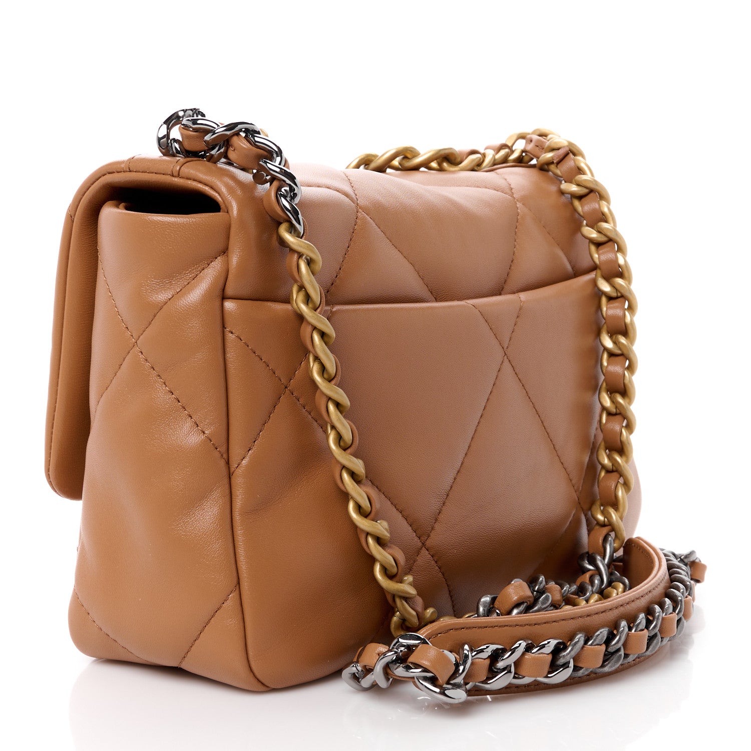 Chanel Lambskin Quilted Medium Chanel 19 Flap Brown 3 of 12