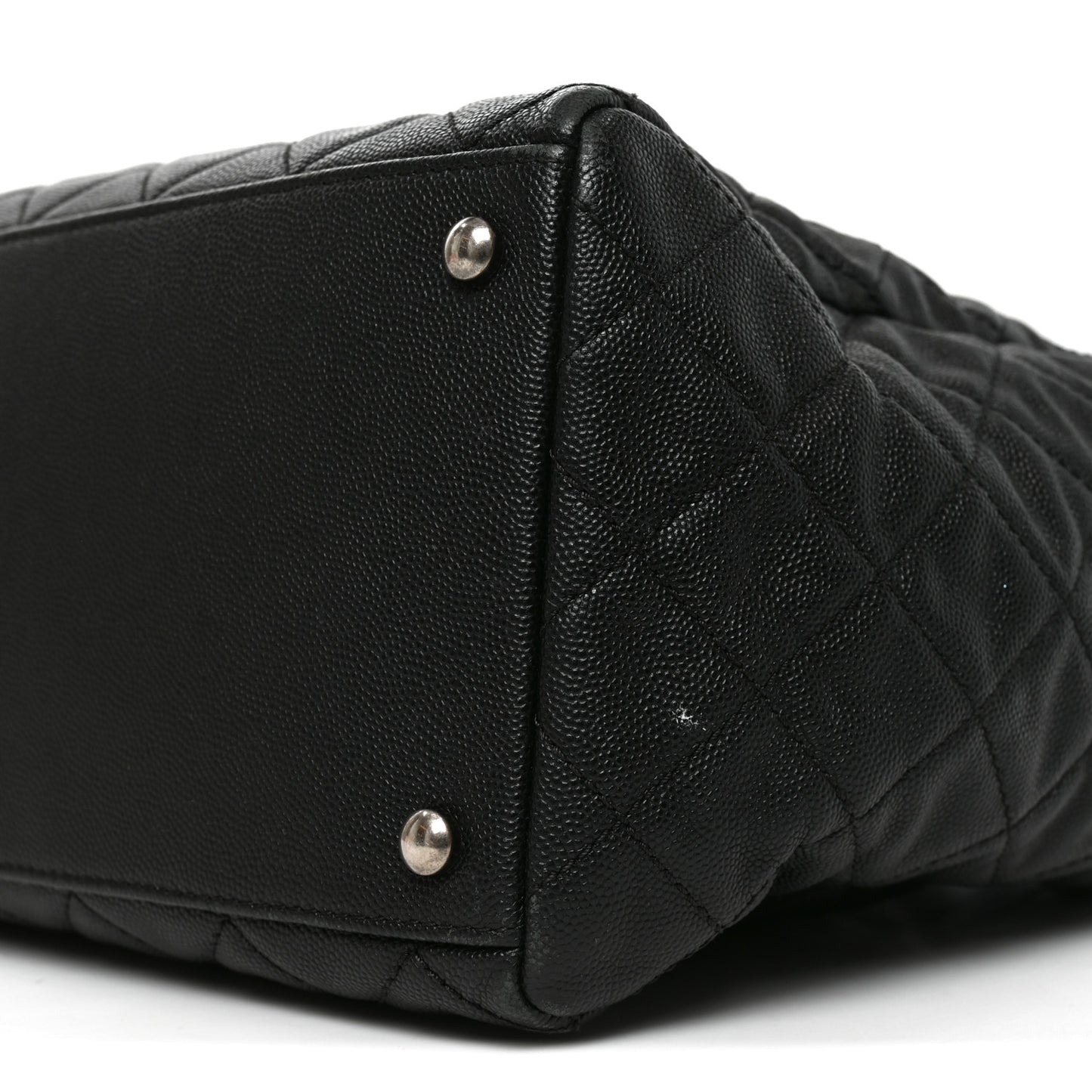 Caviar Quilted Large Coco Handle Shopping Tote Black