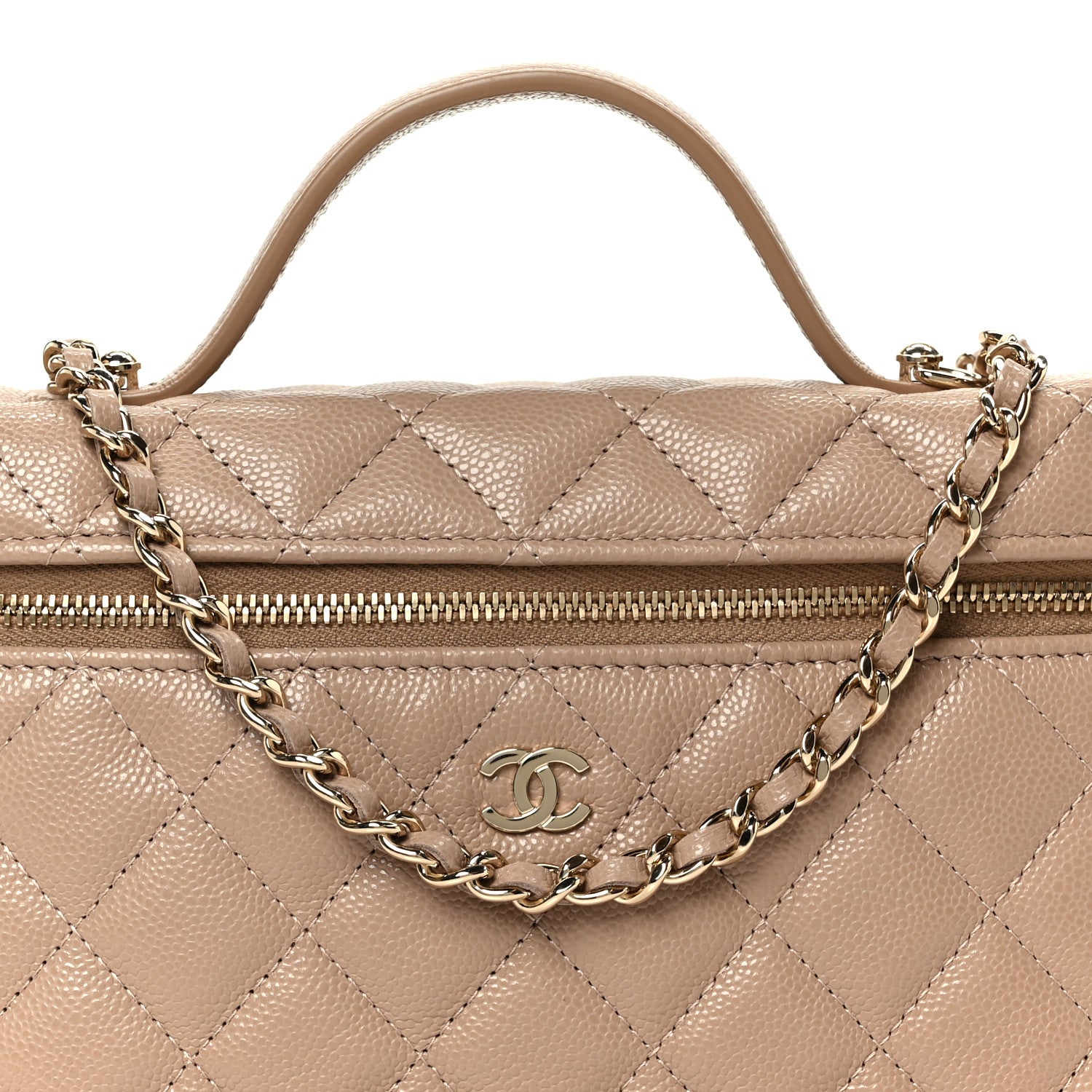 Chanel Caviar Quilted Top Handle Slim Vanity With Chain Dark Beige 8 of 11