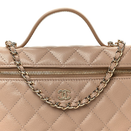Chanel Caviar Quilted Top Handle Slim Vanity With Chain Dark Beige 8 of 11