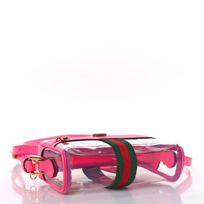 Gucci Vinyl Web Mini Ophidia Transparent Shoulder Bag Fluorescent Fuchsia 4 of 7