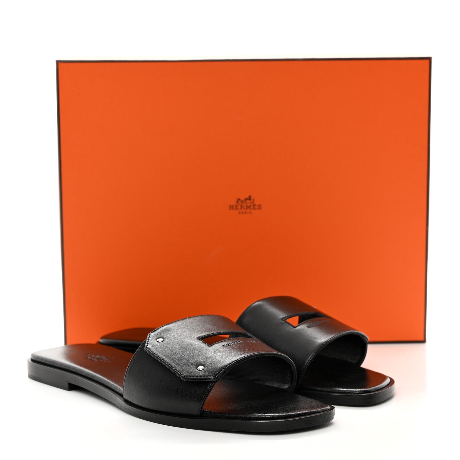 Hermes Calfskin View Sandals 38.5 Black 10 of 10