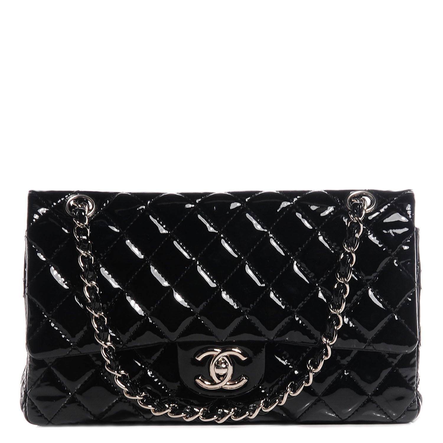 Chanel Patent Quilted Medium Double Flap Black 1 of 8