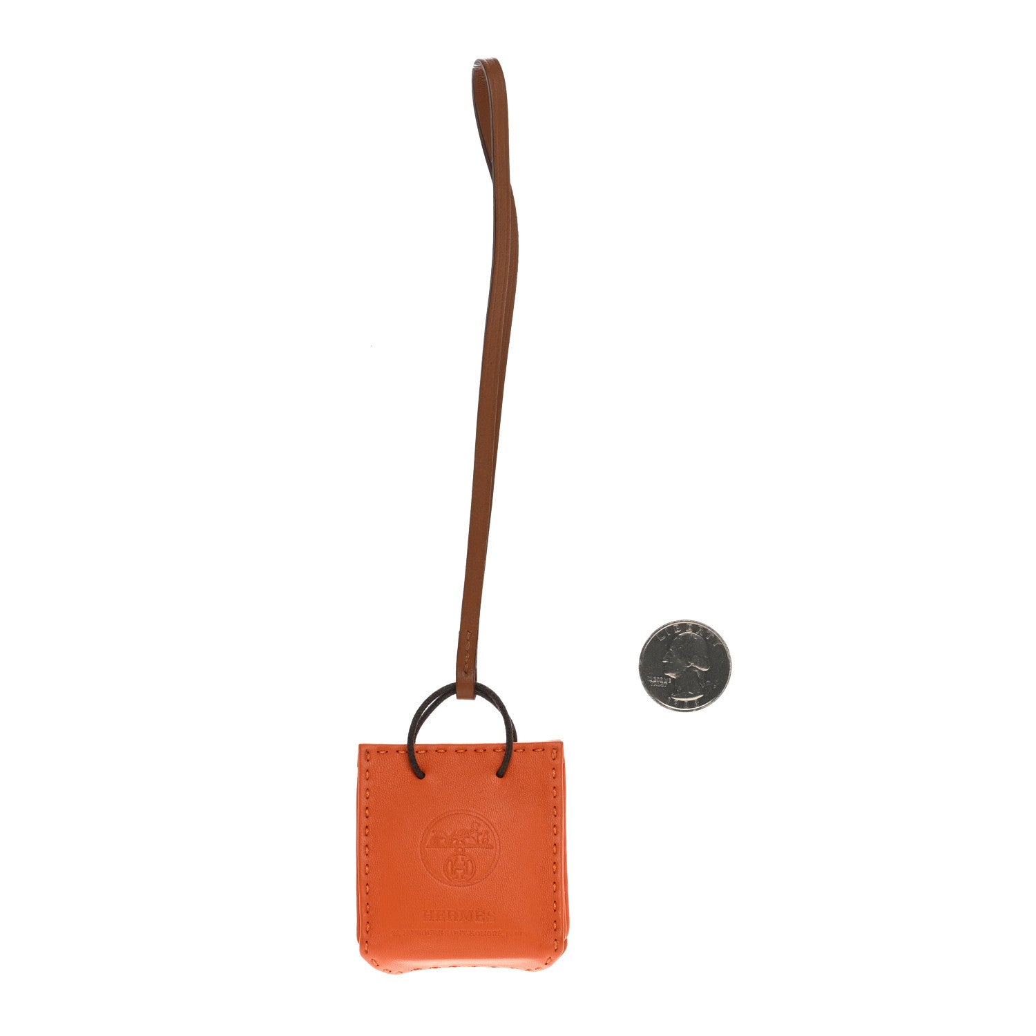 Hermes Milo Lambskin Swift Shopping Bag Charm Feu Gold 2 of 4