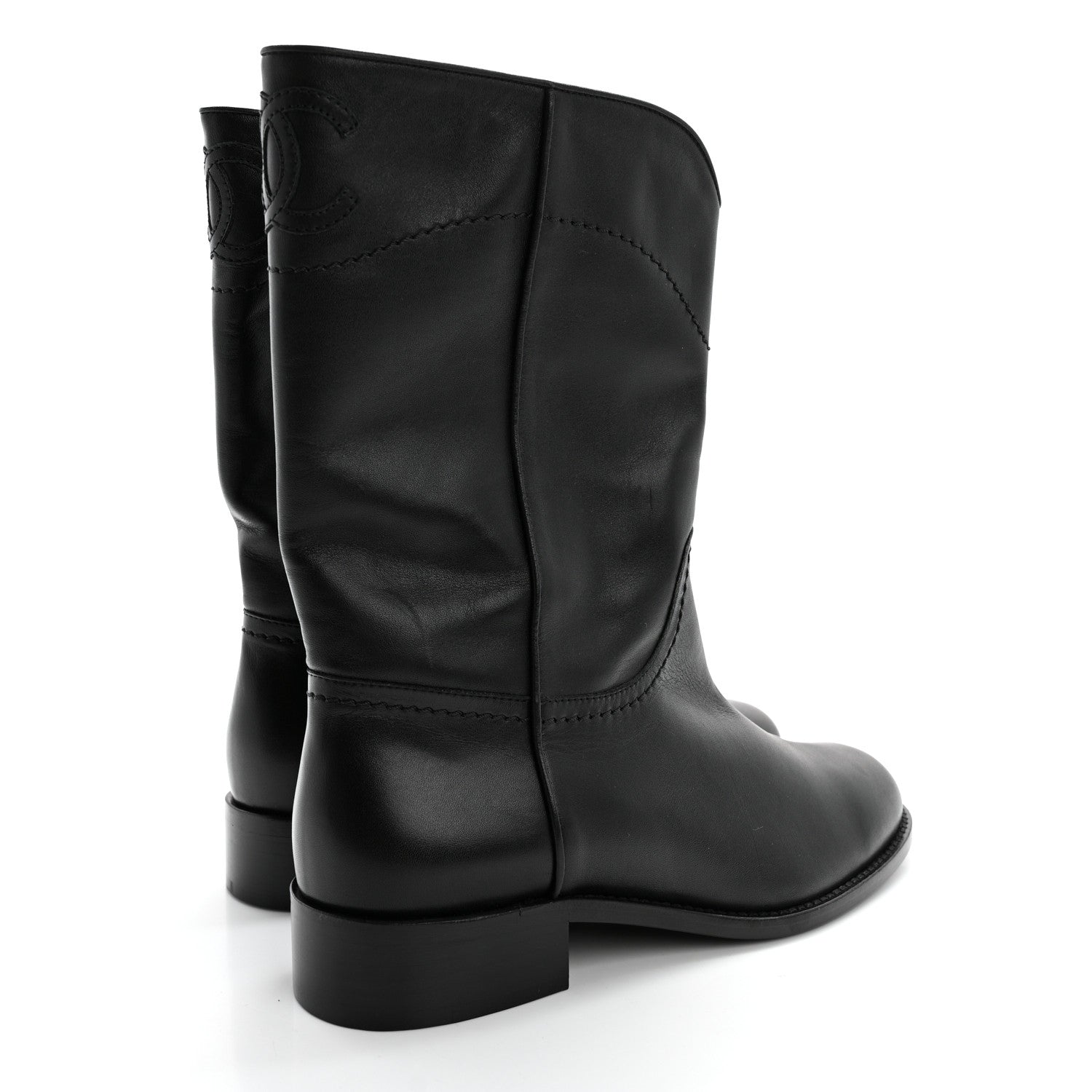 Chanel Calfskin Ascot CC Boots 39 Black 4 of 10