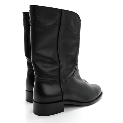 Chanel Calfskin Ascot CC Boots 39 Black 4 of 10
