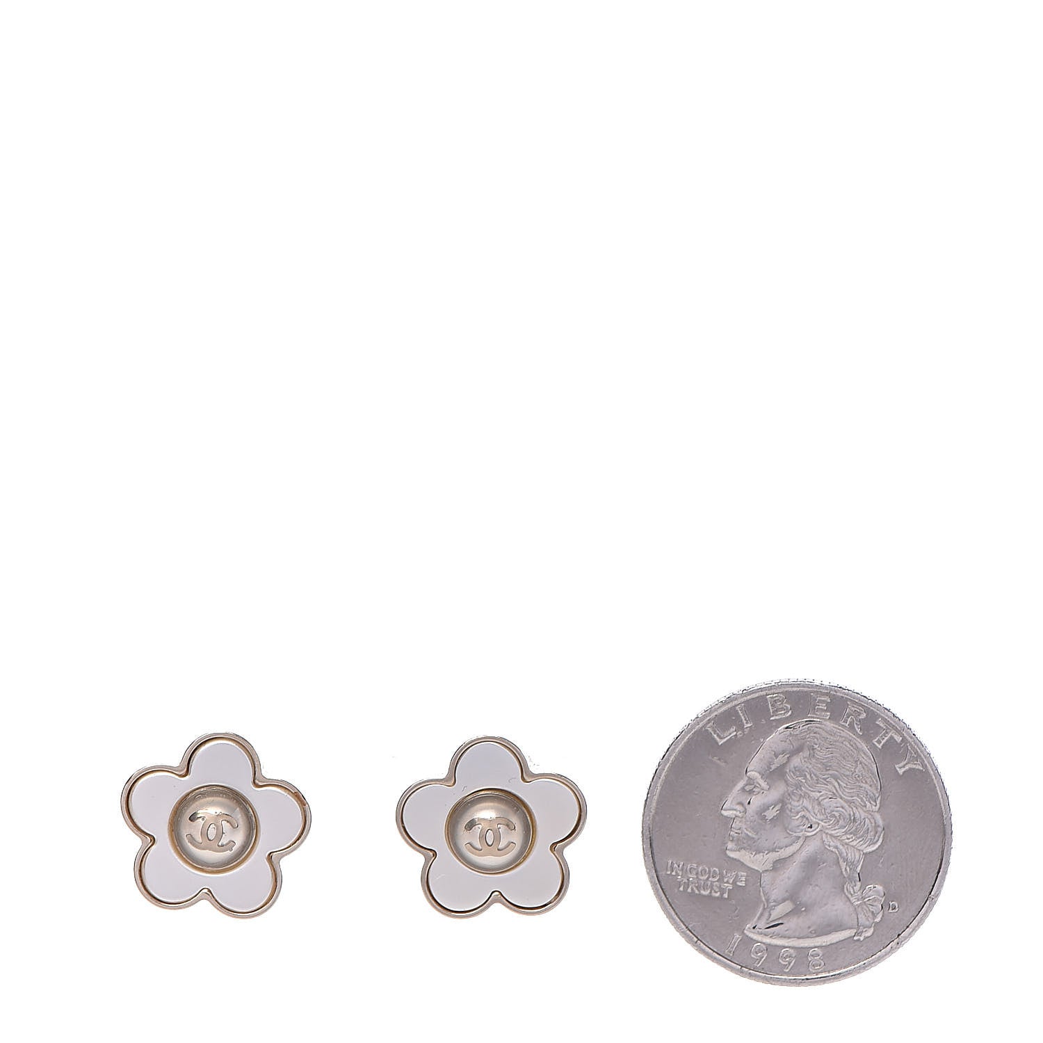 Chanel Pearl CC Camellia Earrings Gold 2 of 5