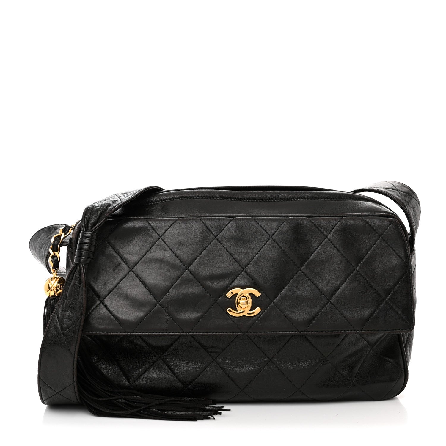 Chanel Lambskin Quilted Tassel Camera Case Black 1 of 14
