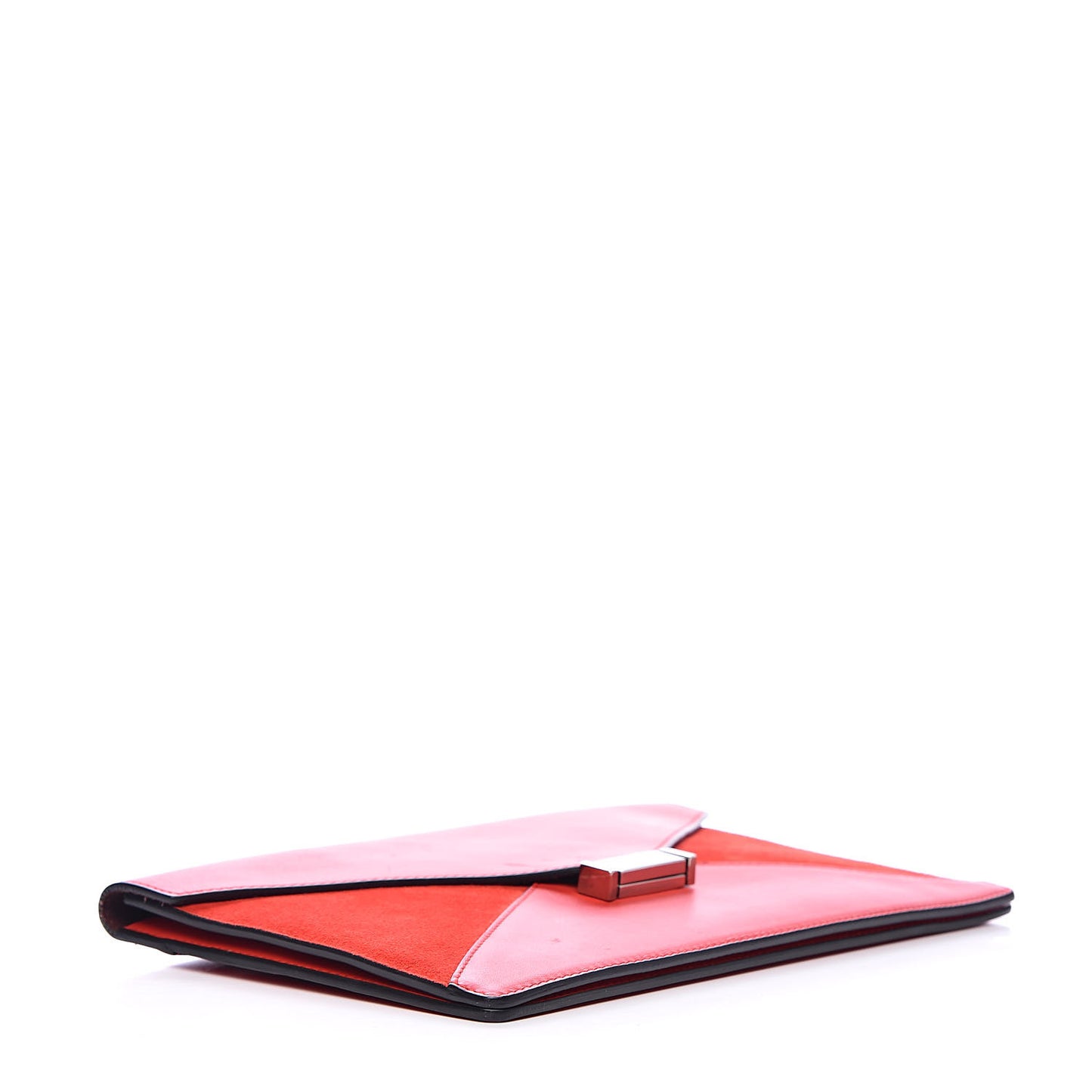 Box Calfskin Suede Diamond Clutch Red