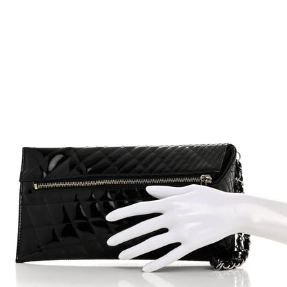 Chanel Patent Geometric Quilted Kaleidoscope Clutch Black 2 of 7