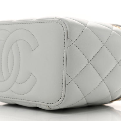 Chanel Lambskin Quilted Sweet Camellia Small Vanity Case With Chain Light Green 10 of 11