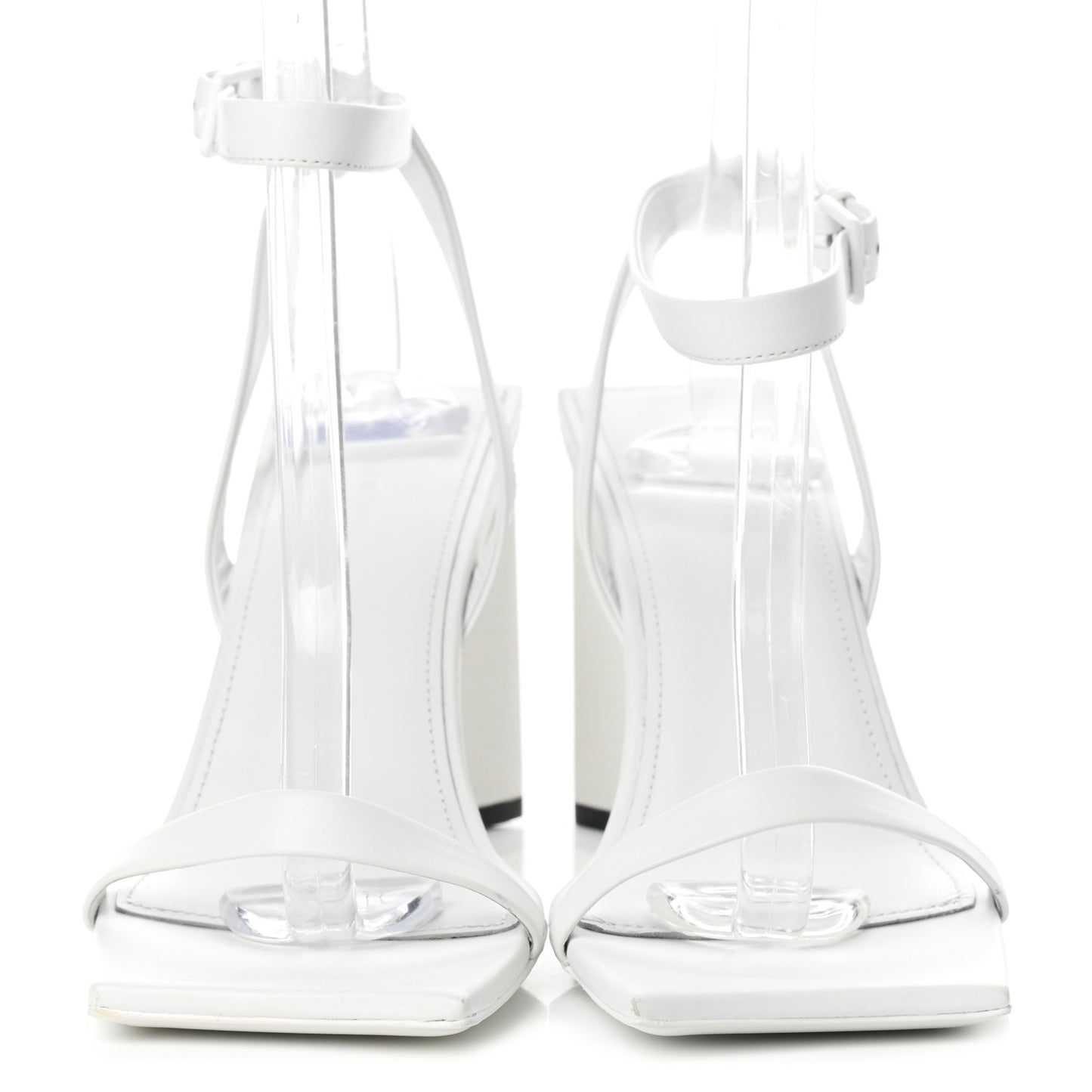Smooth Calfskin Moon Square Toe 90mm Sandals 36 Optical White