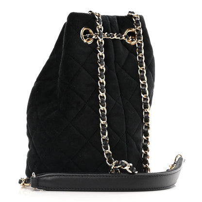 Chanel Velvet Quilted Pearl Crush Drawstring Bag Black 3 of 9