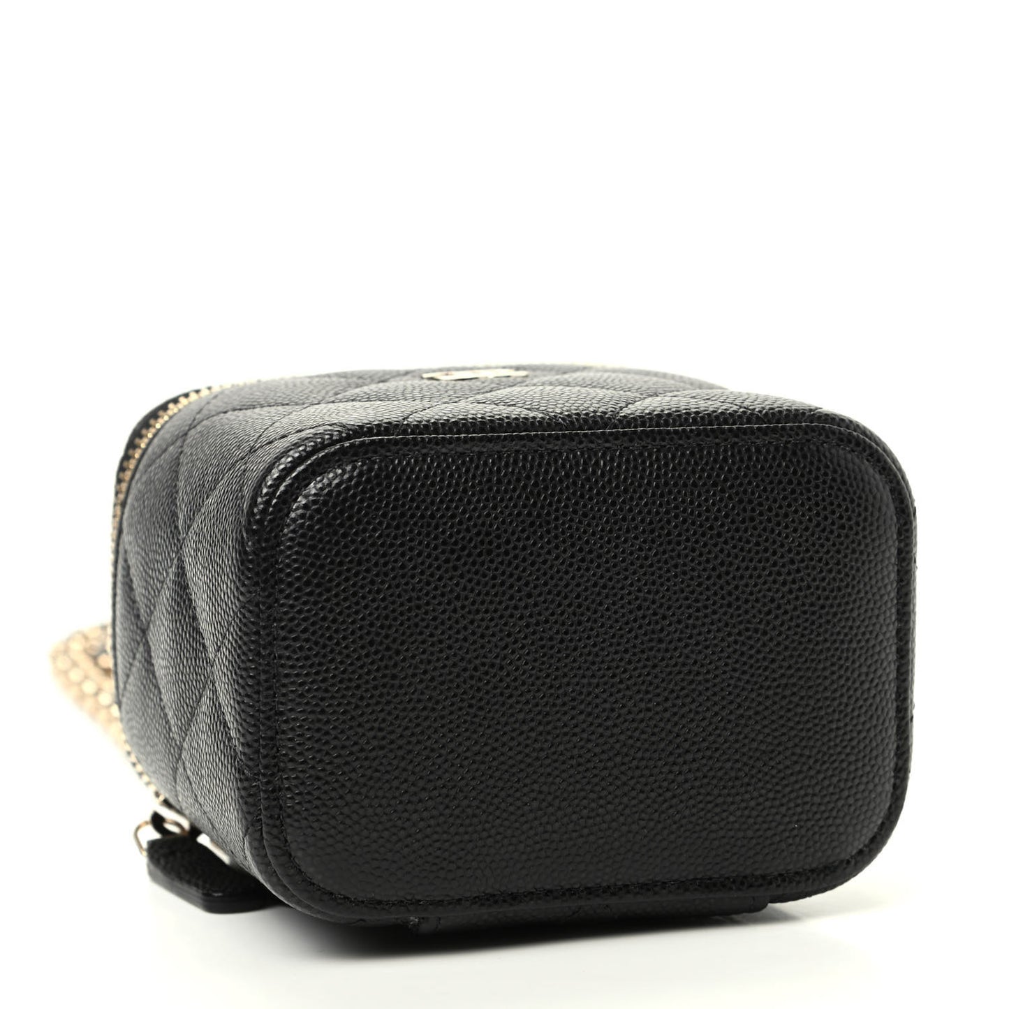 Caviar Quilted Mini Vanity Case With Chain Black